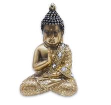Buda Tibetano da Sabedoria Meditação Gold Com Strass 15cm - Flash