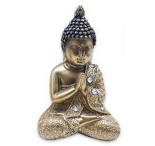 Buda Tibetano da Sabedoria Meditação Gold Com Strass 15cm - Flash