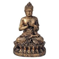 Buda Tibetano Hindu Estátua Decorativa Zen Dourada De Resina - M3 Decoração