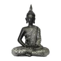 Buda Tibetano Prateado Meditando - Fx011 - Comercial Z