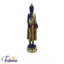 Buda Tibetano Preto E Dourado 40cm - Trilunna