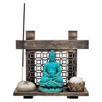 Buda Turquesa Incenso Pedra Japonesa Amor Esperança Vida Paz - M3 Decoração