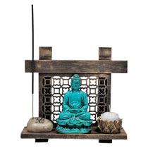 Buda Turquesa Incenso Pedra Japonesa Amor Esperança Vida Paz - M3 Decoração