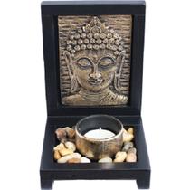 Buddha Porta Vela Dourado Suporte Madeira - Fh 03