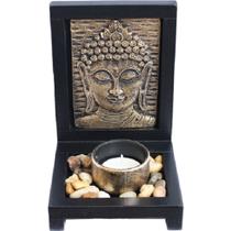 Buddha Porta Vela Dourado Suporte Madeira - Fh 03 Buddha Porta Vela Dourado Suporte Madeira - Fh 03
