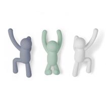 Buddy Conjunto Cabideiros De Parede 3 Peças Cores Pastéis Umbra (Azul, Verde e Branco)