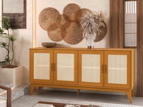 Buffe Balcão AR Modelo Retrô 4 Portas Com Acabamento em Tela Ratan Cor Cedro