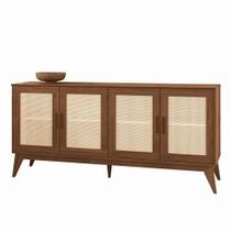 Buffe Balcão AR Modelo Retrô 4 Portas Com Acabamento em Tela Ratan Cor Nogueira