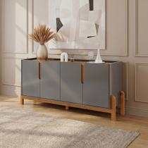 Buffet 170cm 4 Portas Lizz Versátile 2022 Cinza/Perola/Cedro