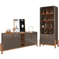 Buffet 190cm Adega 050520 Cristaleira 50519 Cinza Perola