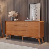 Buffet 2 Portas 3 Gavetas 165cm Pés em Madeira Maciça Ares