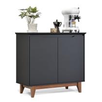 Buffet 2 Portas Flow Sem Gaveta Aparador Balcão De Cozinha Ou Sala De Estar - PRETO