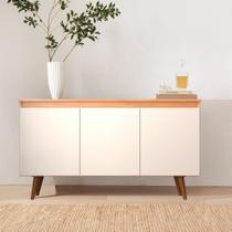 Buffet 3 Portas 136cm Retrô Elza Yescasa Marrom/Freijó/Off White
