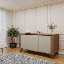 Buffet 3 Portas 2 Prateleira Pampulha Marrom/Cinamomo/Off White Buffet 3 Portas 2 Prateleira Pampulha Marrom/Cinamomo/Off White