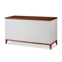 Buffet 3 Portas Joy com Pés em Madeira Eucalipto - Branco/Castanho Buffet 3 Portas Joy com Pés em Madeira Eucalipto - Branco/Castanho