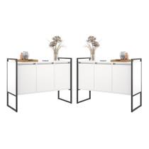 Buffet 3 Portas Rouxe Branco Conjunto 2 Unidades