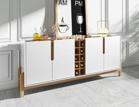 Buffet 4 Portas c/ Prateleiras Luna 1,90 Branco/Cedro Buffet 4 Portas c/ Prateleiras Luna 1,90 Branco/Cedro