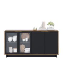 Buffet 4 Portas Marcel Noce Milano/ Preto Fosco 160 cm Buffet 4 Portas Marcel Noce Milano/ Preto Fosco 160 cm