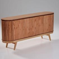Buffet 4 Portas MDF Pés em Madeira Maciça Mel 180cm Vigo