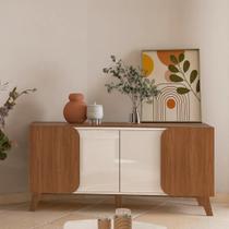 Buffet 4 Portas para Sala ou Cozinha Nápoles 160 cm - Natural c/ Off White Buffet 4 Portas para Sala ou Cozinha Nápoles 160 cm - Natural c/ Off White