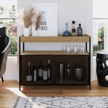Buffet/Adega Industrial York com 100 cm - Carvalho/Preto