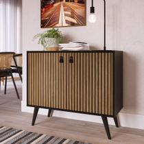 Buffet Amber com 2 Portas - Preto/Natural