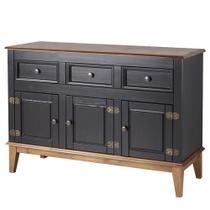 Buffet Antoine Preto 3 Portas 3 Gavetas Base Amendoa 114cm - 54724