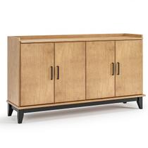 Buffet Aparador 100% Madeira Maciça 4 Portas 152 cm Noble Carvalho/Preto Buffet Aparador 100% Madeira Maciça 4 Portas 152 cm Noble Carvalho/Preto