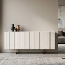Buffet Aparador 100% MDF 4 Portas Frisado 180cm Pés em Metal Champanhe Luna