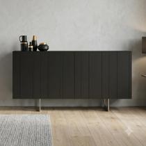 Buffet Aparador 100% MDF 4 Portas Frisado 180cm Pés em Metal Champanhe Luna