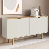 Buffet Aparador 160cm 4 Portas Pé Madeira Luara Hanover/Off White A10 - Mpozenato Buffet Aparador 160cm 4 Portas Pé Madeira Luara Hanover/Off White A10 - Mpozenato