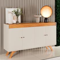Buffet Aparador 160cm com 4 Portas Madrid e Pés em Madeira Maciça em MDP -
