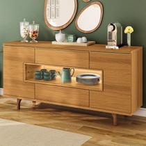 Buffet Aparador 160cm com Led 3 Portas Murano Cinamomo - Hb Móveis Buffet Aparador 160cm com Led 3 Portas Murano Cinamomo - Hb Móveis