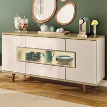 Buffet Aparador 160cm com Led 3 Portas Murano Off/Champanhe - Hb Móveis Buffet Aparador 160cm com Led 3 Portas Murano Off/Champanhe - Hb Móveis