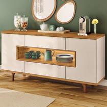 Buffet Aparador 160cm com Led 3 Portas Murano Off/Cinamomo - Hb Móveis Buffet Aparador 160cm com Led 3 Portas Murano Off/Cinamomo - Hb Móveis