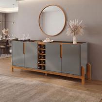 Buffet Aparador 190cm 4 Portas com Adega Lizz Cinza/Perola/Cedro Buffet Aparador 190cm 4 Portas com Adega Lizz Cinza/Perola/Cedro