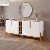 Buffet Aparador 190cm 4 Portas e Adega Lizz Branco/Cedro Buffet Aparador 190cm 4 Portas e Adega Lizz Branco/Cedro