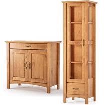 Buffet Aparador 2 Portas 93 cm e Cristaleira 1 Porta Madeira Maciça Bella