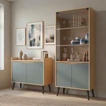 Buffet Aparador 2 Portas Retrô 88cm e Cristaleira Buffet Aparador 2 Portas Retrô 88cm e Cristaleira