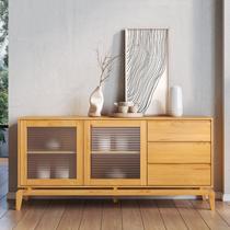 Buffet Aparador 2 Portas Vidro Canelado 3 Gavetas Madeira Maciça Seiva CabeCasa MadeiraOriginals