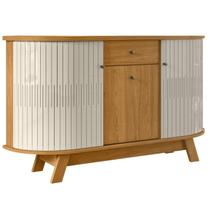 Buffet Aparador 3 Portas 136 cm Monza Cinamomo Off White Madetec