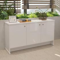 Buffet Aparador 3 Portas 136cm Com Tampo 25mm Verbena - Branco