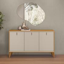 Buffet Aparador 3 Portas 136cm Pés de Madeira Chanfrado Mara Tauari/Off White L04 - D Rossi Buffet Aparador 3 Portas 136cm Pés de Madeira Chanfrado Mara Tauari/Off White L04 - D Rossi