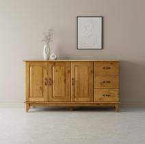 Buffet Aparador 3 Portas 3 Gavetas Madeira Maciça Carvalho Bella - Móveis MPO