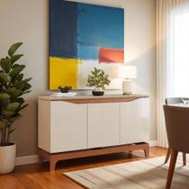 Buffet Aparador 3 Portas em MDF com Pés em MDF Joile Freijó/Off White - MABE MAGAZINE Buffet Aparador 3 Portas em MDF com Pés em MDF Joile Freijó/Off White - MABE MAGAZINE