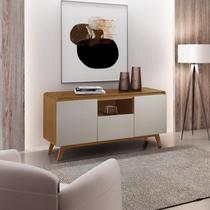 Buffet Aparador 3 Portas Estilo Retrô com Nicho Dinamarca Marrom/Castanho Cinamomo/Off White