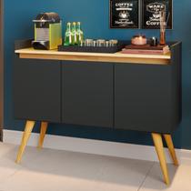 Buffet Aparador 3 Portas Gold Preto/Mel Buffet Aparador 3 Portas Gold Preto/Mel
