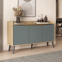 Buffet Aparador 3 Portas Retrô 130cm Marrom/Amendoa/Acqua Buffet Aparador 3 Portas Retrô 130cm Marrom/Amendoa/Acqua