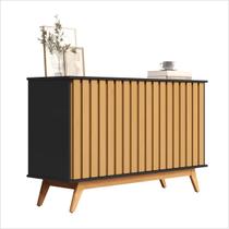 Buffet Aparador 3 Portas Ripado MDF 1.36 Juçara Preto/Nature Ofertamo Buffet Aparador 3 Portas Ripado MDF 1.36 Juçara Preto/Nature Ofertamo