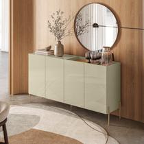 Buffet Aparador 4 Portas com Bandeja Integrada Pés em Dourado 149,5cm Cais Bege Buffet Aparador 4 Portas com Bandeja Integrada Pés em Dourado 149,5cm Cais Bege